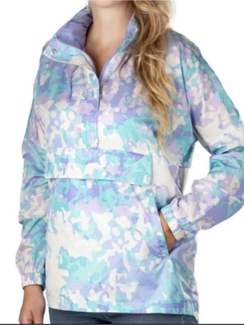 Lauren James NEW Anorak Half Zip Camo Pullover Windbreaker Rain Jacket Sz XXL